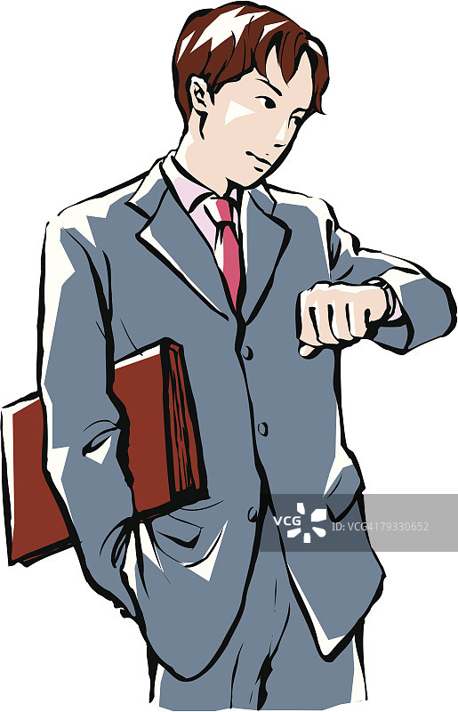 商务男士看手表，查看时间，侧视图图片素材
