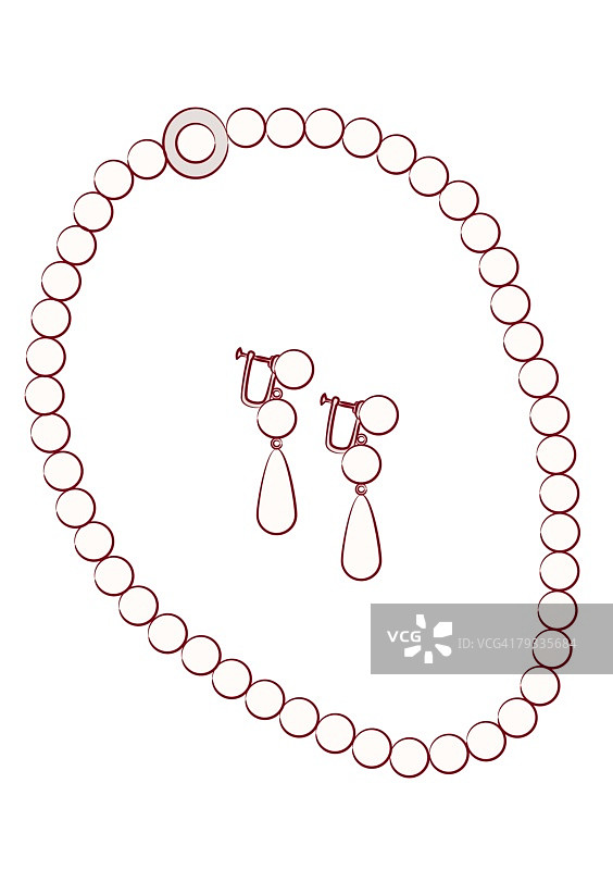 耳环周围的项链，特写高角度视图图片素材