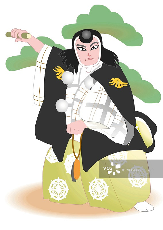 歌舞伎表演者舞台造型（正面视角，日本）图片素材