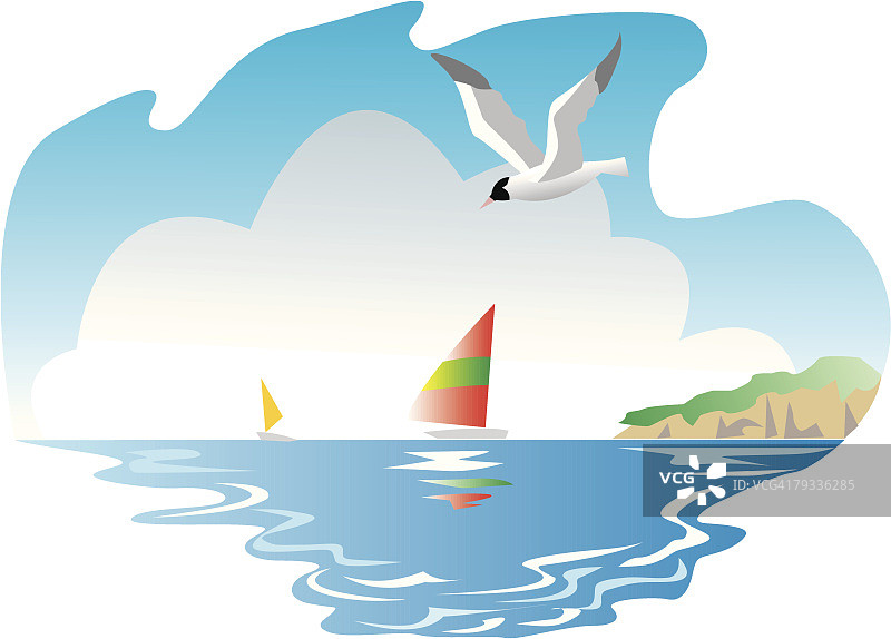 海上飞翔的海鸥图片素材