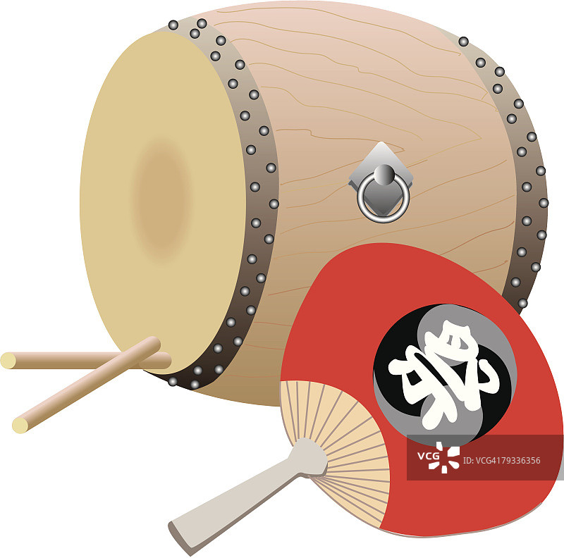 鼓和扇子图片素材