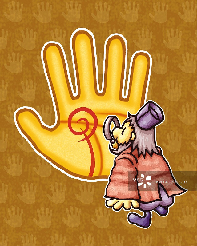 看手相的算命先生（后视图）图片素材