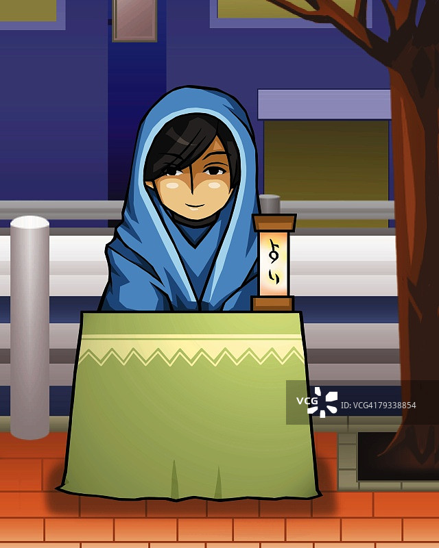 坐在街边的算命先生（正面视角）图片素材