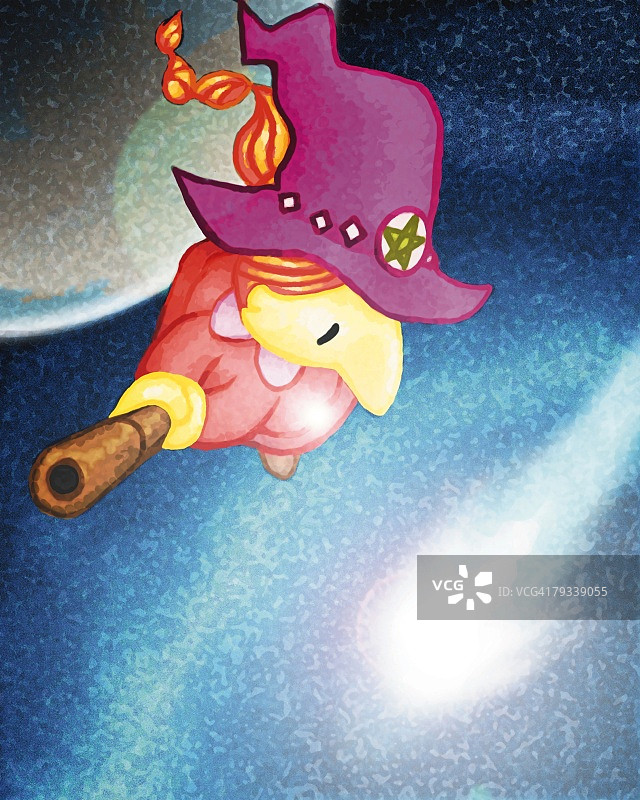 骑着扫帚的女巫，正面图图片素材