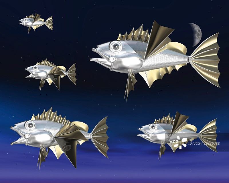 机器人鱼CG 3D插画特写图片素材