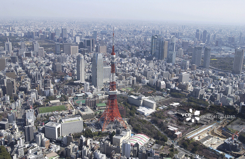 东京铁塔区域鸟瞰全景图片素材