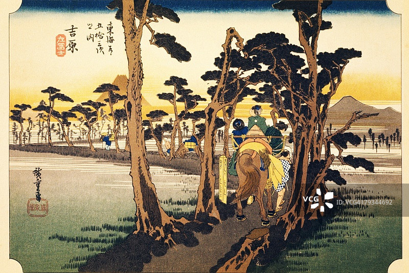 江户时代吉原的景色绘画木版画日本木版画后视图图片素材