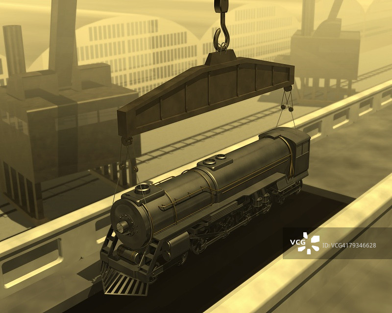 机车插画CG 3D棕褐色高角度视图图片素材
