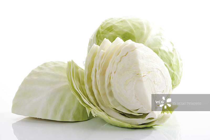 白色卷心菜切片特写图片素材