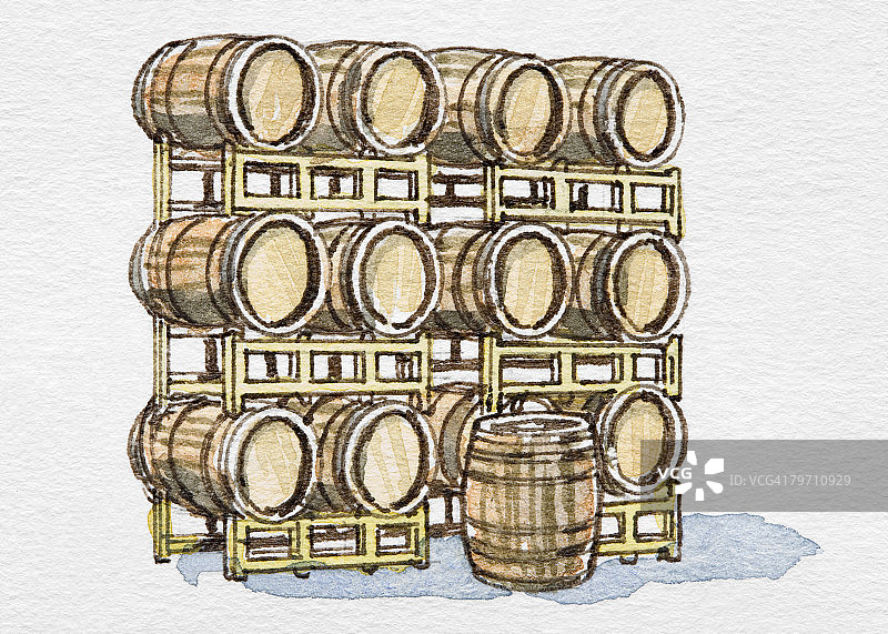 堆叠的木桶图片素材