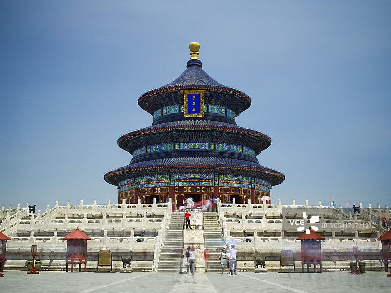 中国建筑，背景人物和动态模糊图片素材