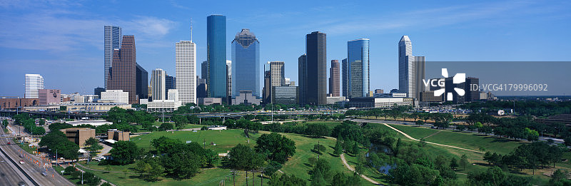 纪念公园和休斯顿天际线图片素材