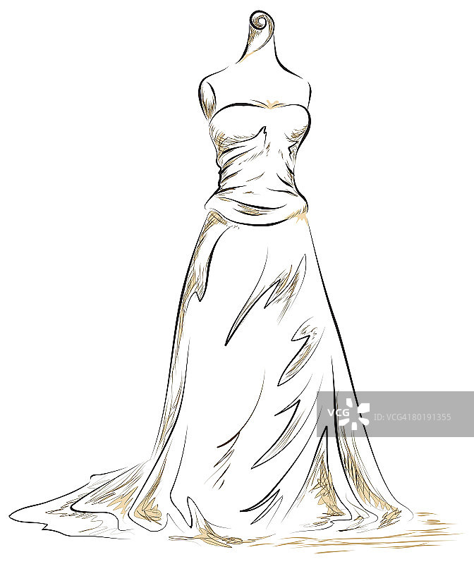 手绘婚纱人体模型图片素材