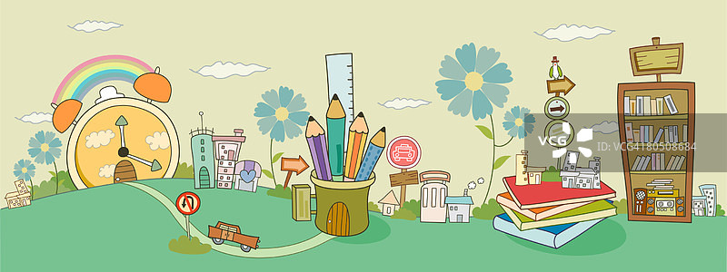 描绘城市景象的文具图片素材