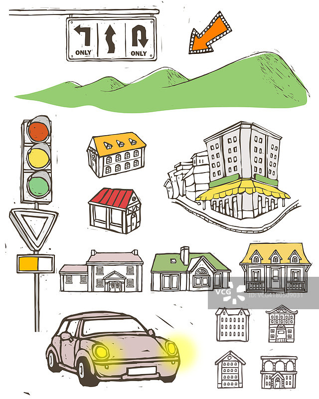 白色背景上的各种物体图片素材