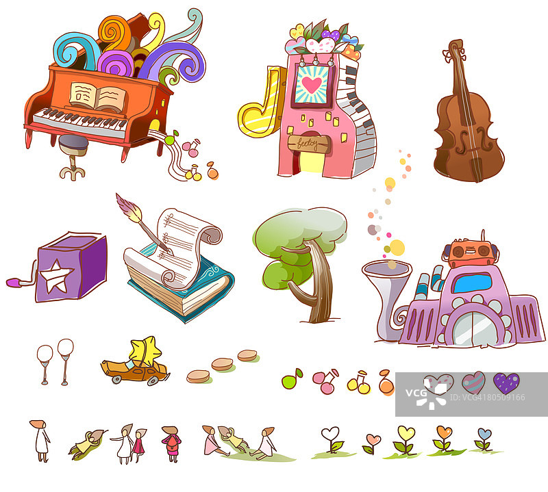 白色背景上的各种物体图片素材