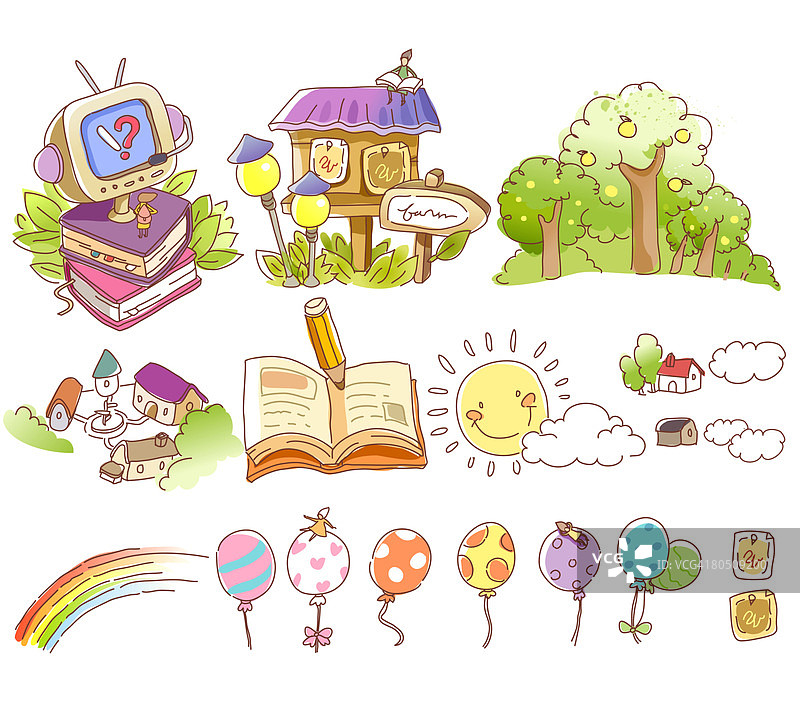 白色背景上的各种物体图片素材