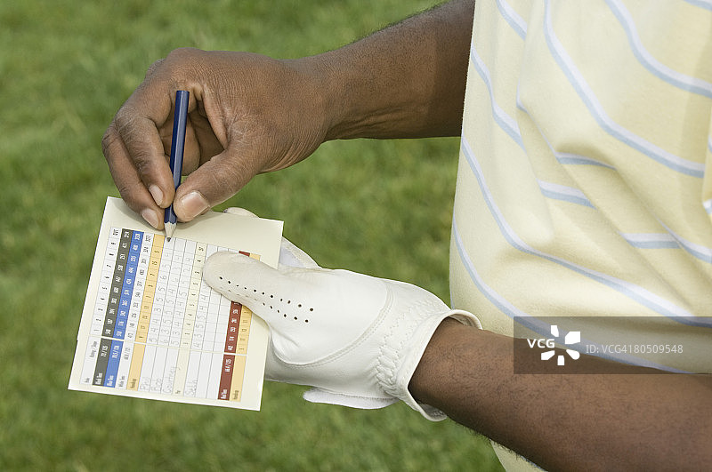 高尔夫球手标记记分卡图片素材