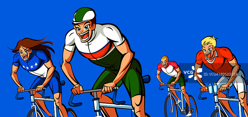 参加自行车比赛的四名男子图片素材