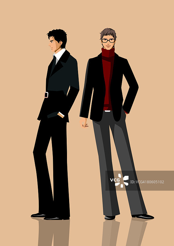 两位时尚模特站在一起图片素材