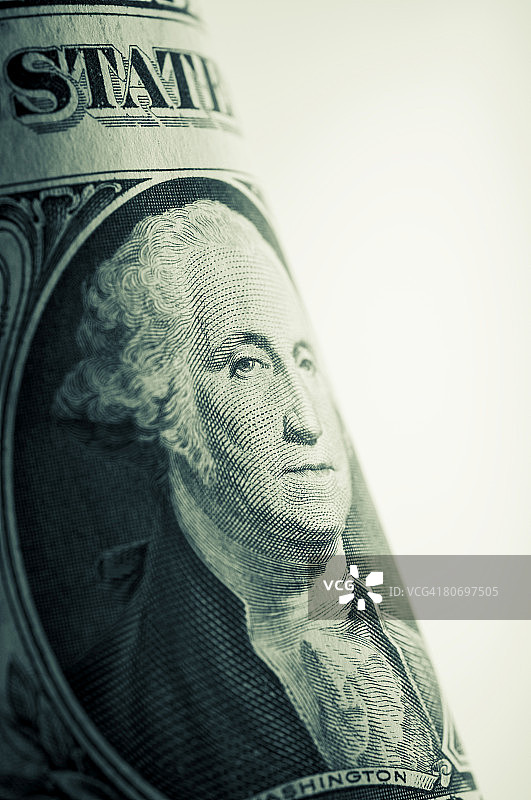 特写：美国一美元上的乔治·华盛顿图片素材