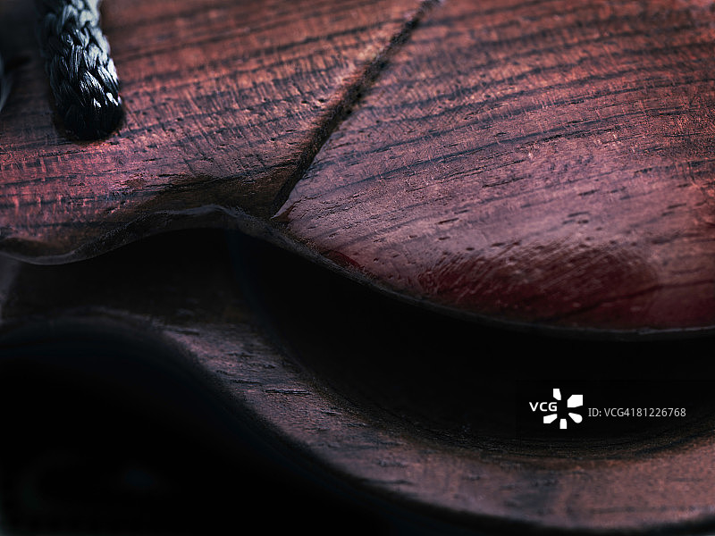 作为微笑的木制响板特写。西班牙，2008年。图片素材