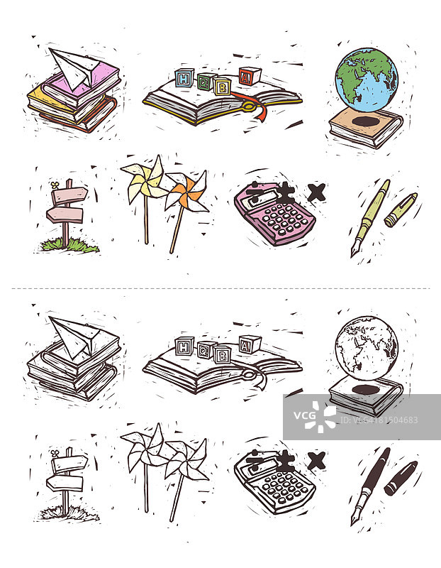 白色背景上的各种物体图片素材