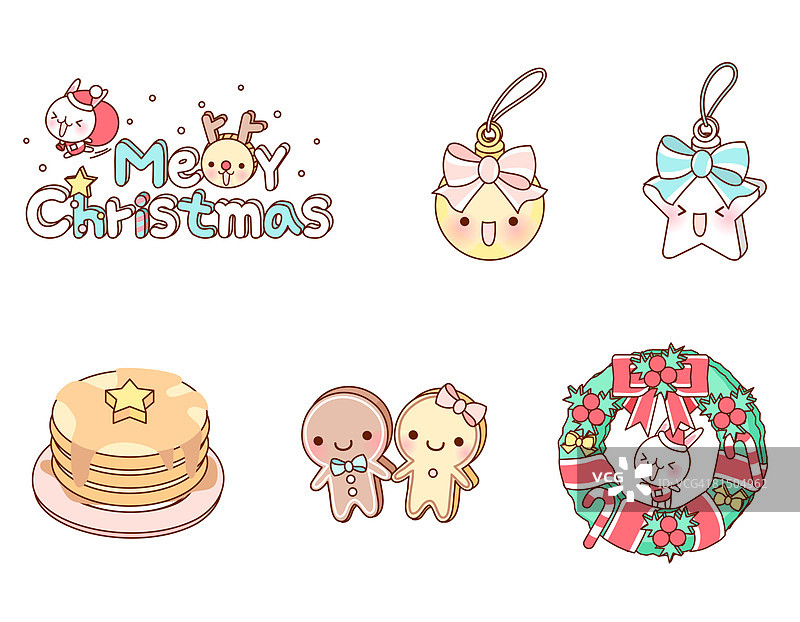 白色背景上的圣诞节物品图片素材