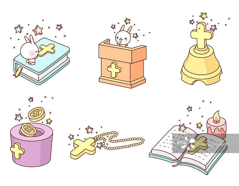 白色背景上的宗教物品图片素材