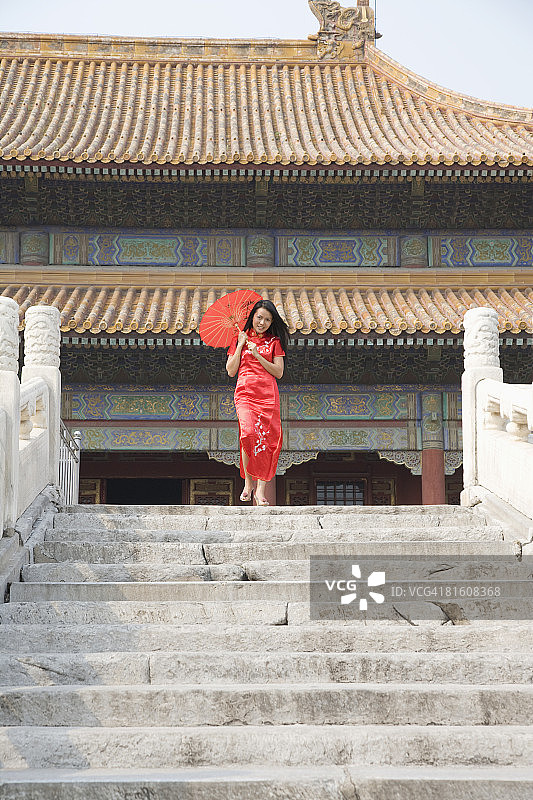 北京故宫的亚裔女性图片素材