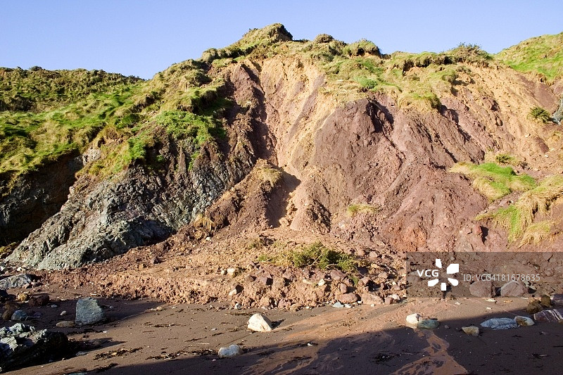 悬崖侵蚀：爱尔兰沃特福德郡铜海岸图片素材