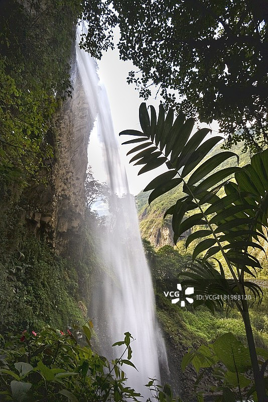 南美洲厄瓜多尔班尼奥斯附近的里奥维德瀑布图片素材