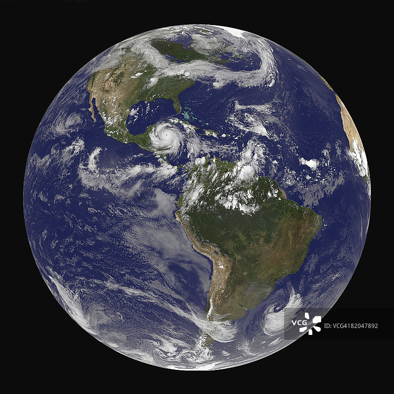 飓风迪恩的卫星视图图片素材