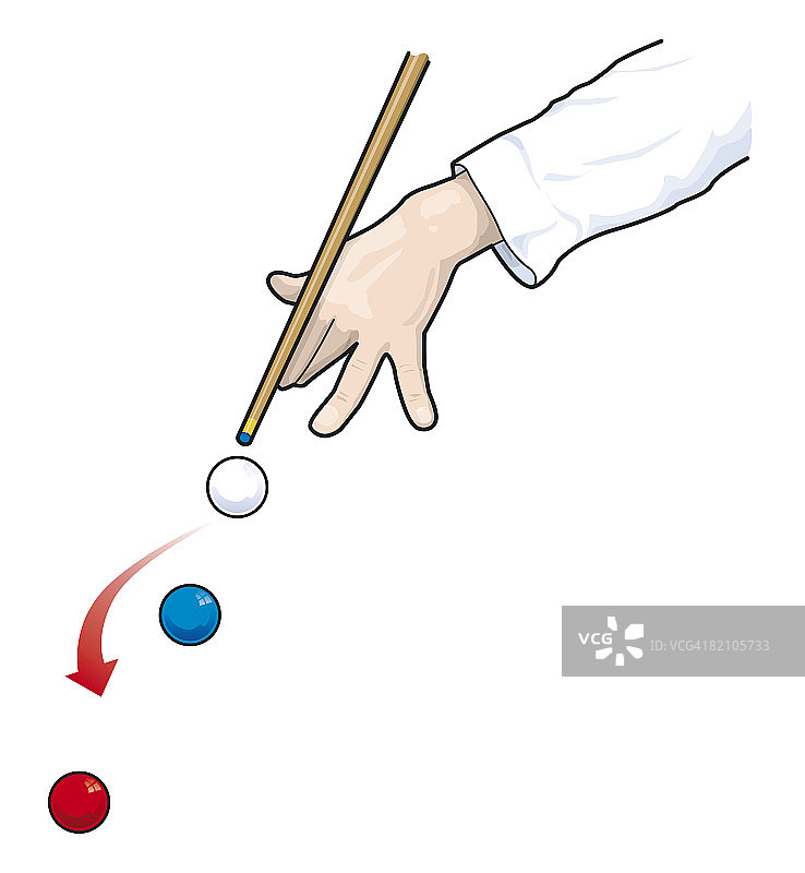 手持球杆击打母球图片素材
