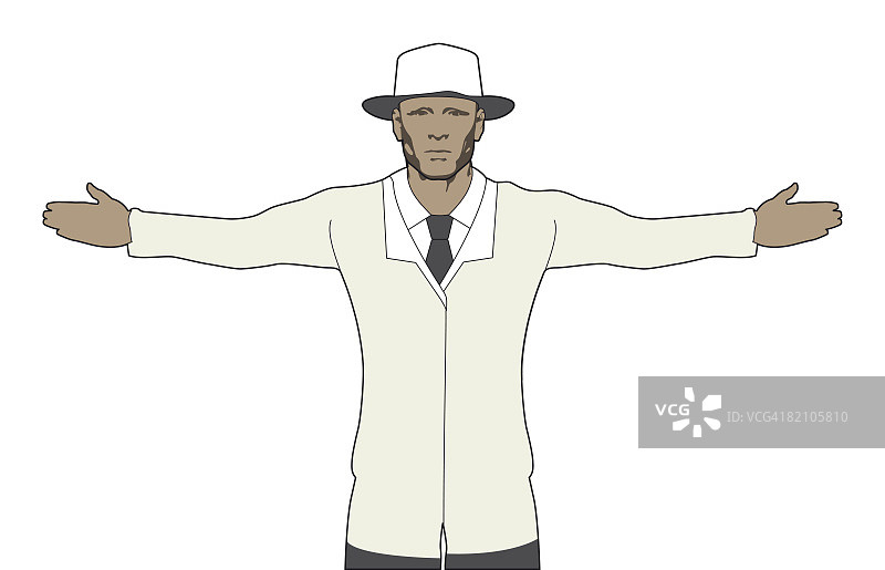 板球裁判示意出界，双臂向两侧伸出图片素材