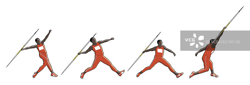 标枪运动员投掷的四个阶段图片素材