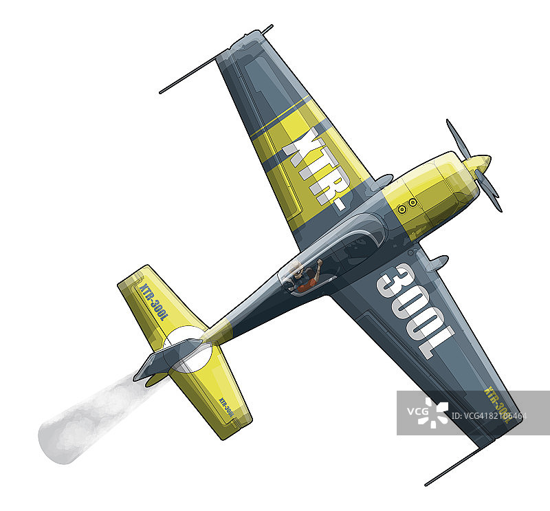 飞行中的螺旋桨飞机图片素材