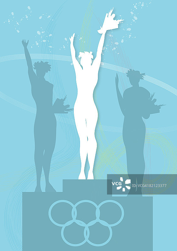 领奖台上三个女人的剪影图片素材
