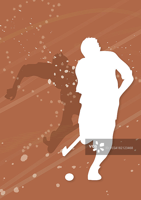 两人打冰球的剪影图片素材