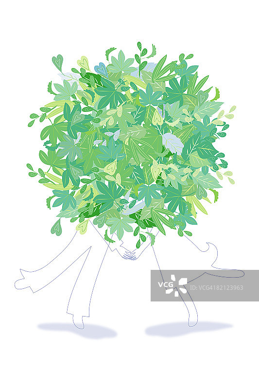 站在树叶后面的情侣图片素材