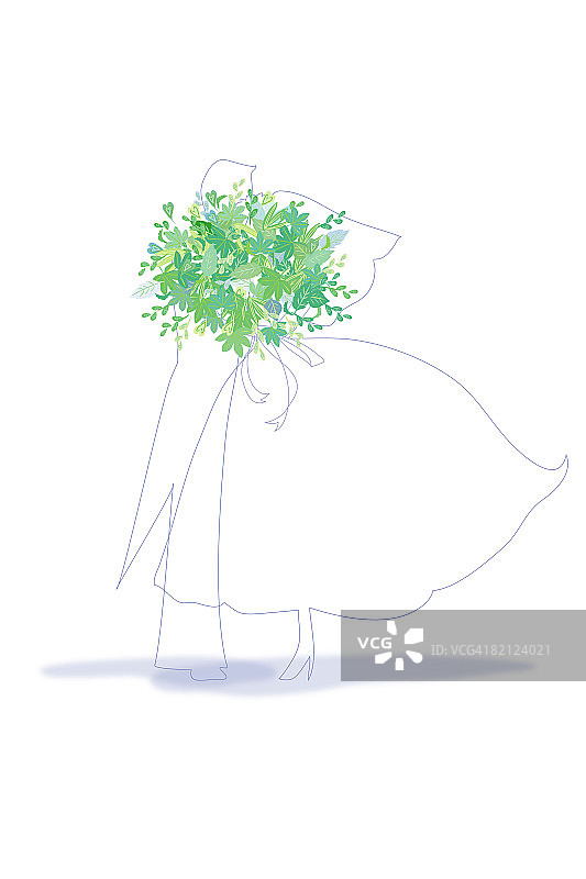 新婚夫妇在树叶后亲吻的侧面照图片素材