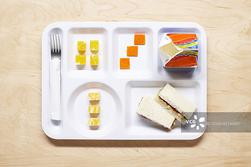 托盘上的学校餐图片素材