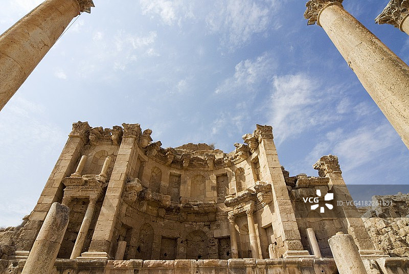杰拉什（格拉萨）的宁芙神庙，罗马十城联盟城市，约旦，中东图片素材