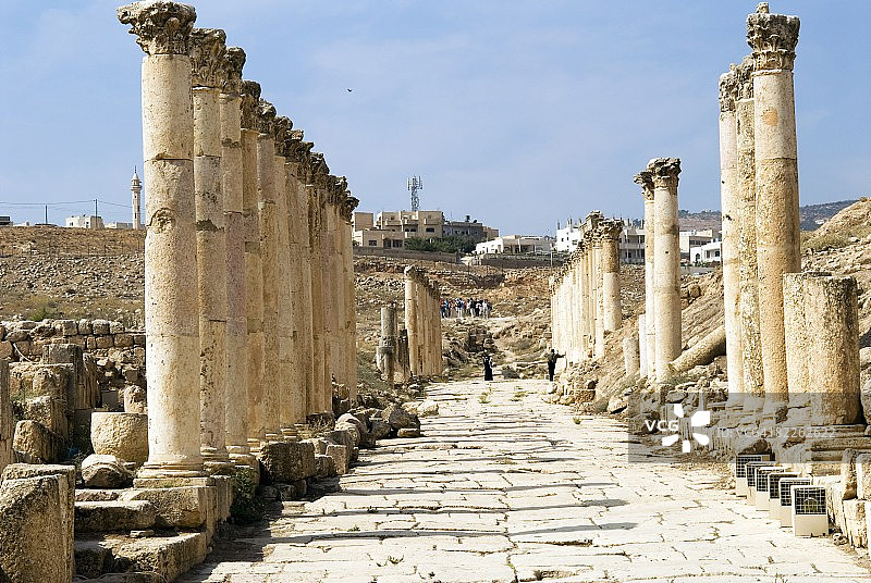 杰拉什（格拉萨）南大街，罗马十城联盟城市，约旦，中东图片素材