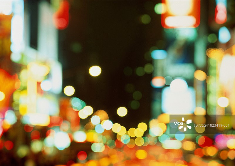 美国纽约市百老汇时代广场夜景（散焦）图片素材