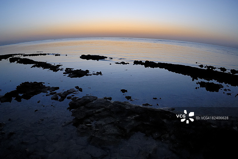 红海海上的黎明（鱼眼镜头），埃及图片素材