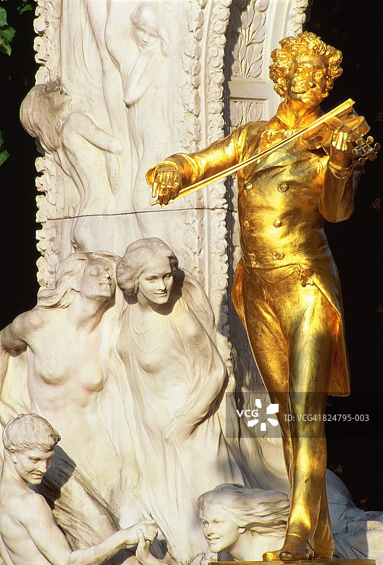 奥地利维也纳城市公园施特劳斯纪念碑特写图片素材