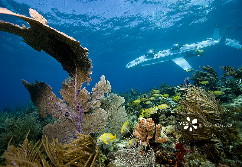 双人水下潜水艇图片素材