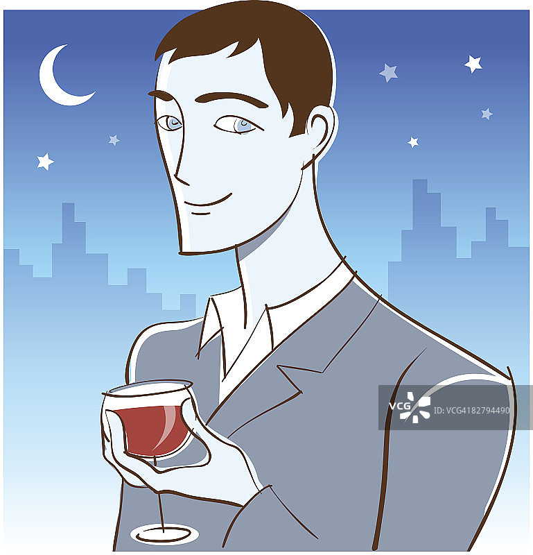 男人手持一杯葡萄酒图片素材