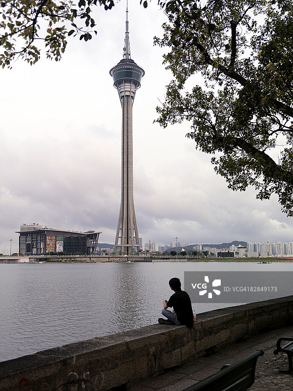 澳门旅游塔俯瞰南湾湖图片素材